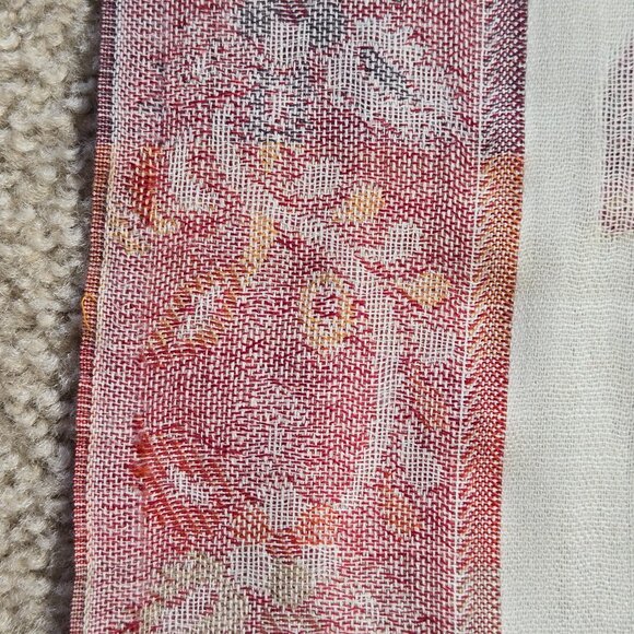 NWOT Wool Scarf Jacquard Embroidered Pink Red Flowers Abrol - Picture 6 of 12